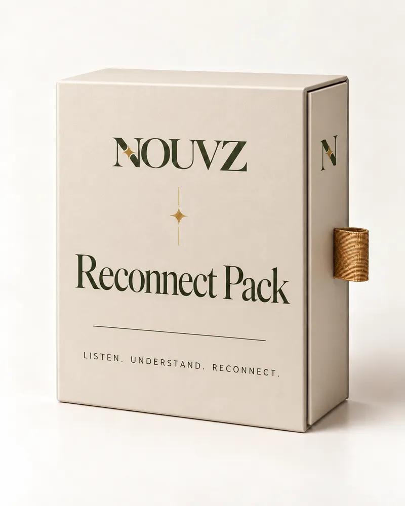 Cream NOUVZ Reconnect Pack box with LISTEN. UNDERSTAND. RECONNECT.